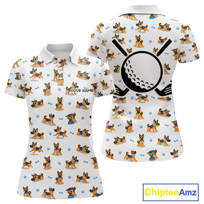 Womens Golf Polo Shirt Custom Funny German Shepherd Dog Team Womens Golf Top, Dog Lover Gift NBT541