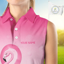 Load image into Gallery viewer, Pink Breast Cancer Golf Shirt, Funny Flamingo Cancer Awareness Womens Sleeveless Golf Polo Shirt, Golf Gifts NBT781