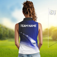 Load image into Gallery viewer, Blue Golf Ball Pattern American Flag Womens Sleeveless Golf Polo Shirts, Team Golf Shirts Golf Gifts NBT870