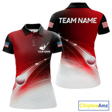 Load image into Gallery viewer, Red Ball Pattern American Flag Womens Golf Polo Shirts, Team Golf Shirts Golf Gifts NBT872