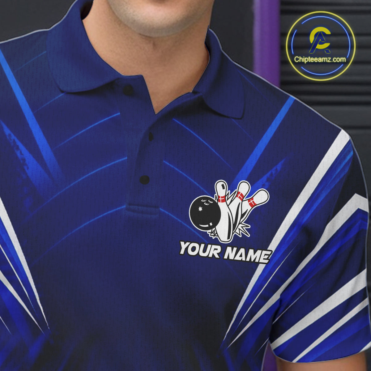 Custom Blue Bowling Jersey Bowling Team Shirts For Men Bowling League Polo & 1/4 Zip Shirt NBT1101