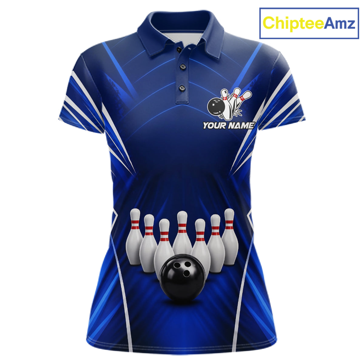 Custom Blue Bowling Jersey Bowling Team Shirts For Women Bowling League Polo & 1/4 Zip Shirt NBT1101
