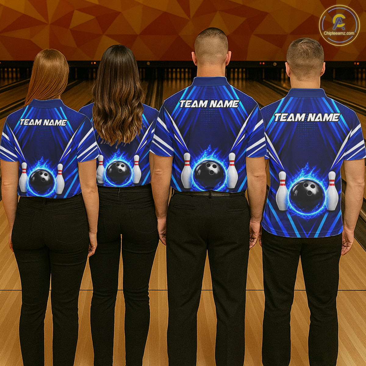 Custom Blue Bowling Jersey Bowling Team Shirts For Men Bowling League Polo & 1/4 Zip Shirt NBT1101