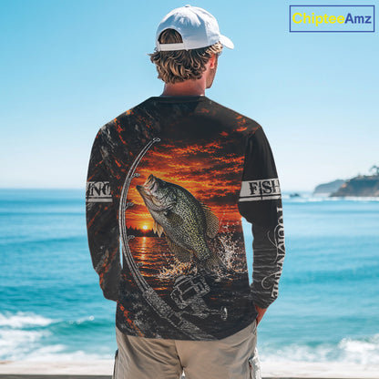 Black And Sunset Camo Custom Crappie Fishing Team Shirts, Crappie Fishing Jerseys NBT1241