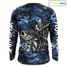 Load image into Gallery viewer, Reaper Fishing Largemouth Bass Long Sleeve Fishing Shirts Blue Camo, Camo Fishing Shirt NBT391