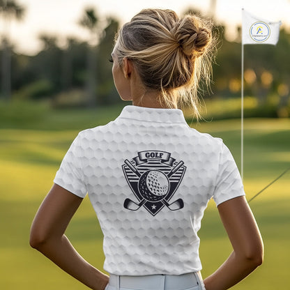 Funny Skull Womens Golf Polo Shirts Golf Camo Pattern Custom Name Skull Golf Shirt, Golf Attire NBT555