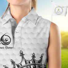Load image into Gallery viewer, Funny Skull Womens Sleeveless Golf Polo Shirts Golf Camo Pattern Custom Name Skull Golf Shirt, Golf Attire NBT555