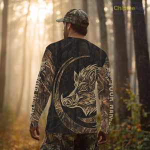 Best Brown Camo Boar Hunting Clothes Custom Name Boar Design Hunting Gifts for Hunter NBT183