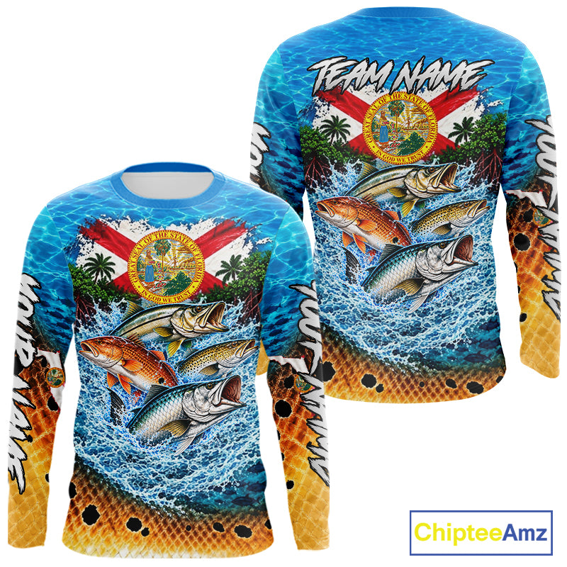 Custom Fishing Jersey Inshore Grand Slam Snook Redfish Trout Tarpon Gift, Fishing Tournament Shirts NBT1249