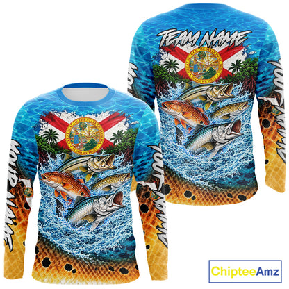 Custom Fishing Jersey Inshore Grand Slam Snook Redfish Trout Tarpon Gift, Fishing Tournament Shirts NBT1249