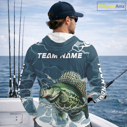 Custom Crappie Long Sleeve Hooded Tournament Fishing Shirts, Team Crappie Fishing Jerseys NBT695