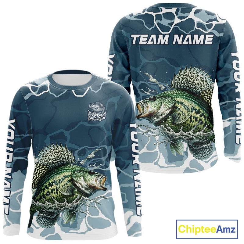 Custom Crappie Long Sleeve Tournament Fishing Shirts, Team Crappie Fishing Jerseys NBT695
