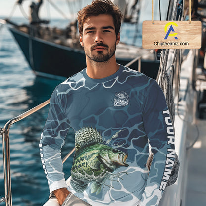 Custom Crappie Long Sleeve Tournament Fishing Shirts, Team Crappie Fishing Jerseys NBT695