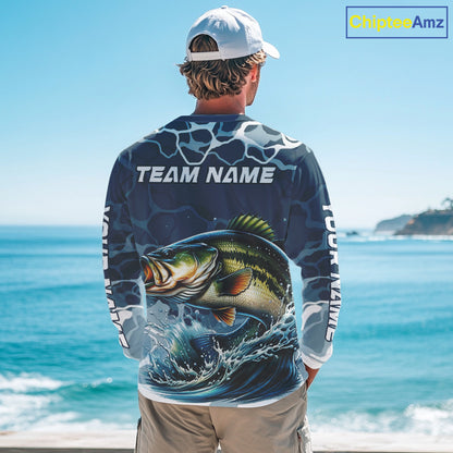 Custom Largemouth Bass Long Sleeve Tournament Fishing Shirts, Team Bass Fishing Jerseys NBT696