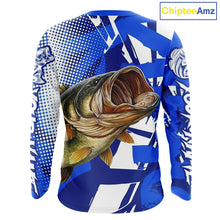 Load image into Gallery viewer, Blue Camo Largemouth Bass Fishing Shirts Long Sleeve, Bass Fishing Shirts For Men NBT442