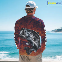Load image into Gallery viewer, Personalized Bass Fishing Shirts For Men Dawn Camo, Bass Long Sleeve Hooded Fishing Shirts NBT444