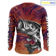 Load image into Gallery viewer, Personalized Bass Fishing Shirts For Men Dawn Camo, Bass Long Sleeve Hooded Fishing Shirts NBT444