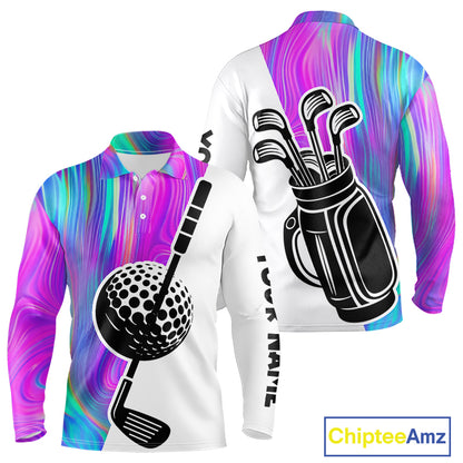 Hologram Golf Pattern Mens Polo Golf Shirts Custom Golf Team Shirts Golfer Outfit, Golf Gifts NBT699