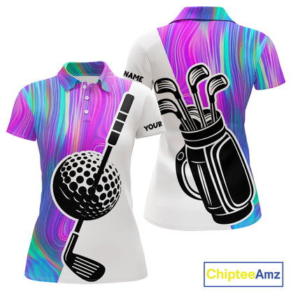 Hologram Golf Pattern Womens Polo Golf Shirts Custom Golf Team Shirts Golfer Outfit, Golf Gifts NBT699