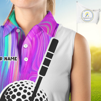 Hologram Golf Pattern Womens Sleeveless Polo Golf Shirts Custom Golf Team Shirts Golfer Outfit, Golf Gifts NBT699