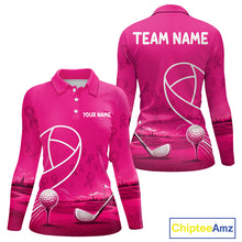 Load image into Gallery viewer, Breast Cancer Pink Ribbon Womens Golf Polo Shirts Custom Golf Shirts For Ladies Golfing Gifts NBT703