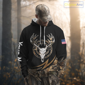 Deer Hunting Camo with US Flag 3D Printed Shirts for Men, Best Gift Ideas for Hunters NBT186