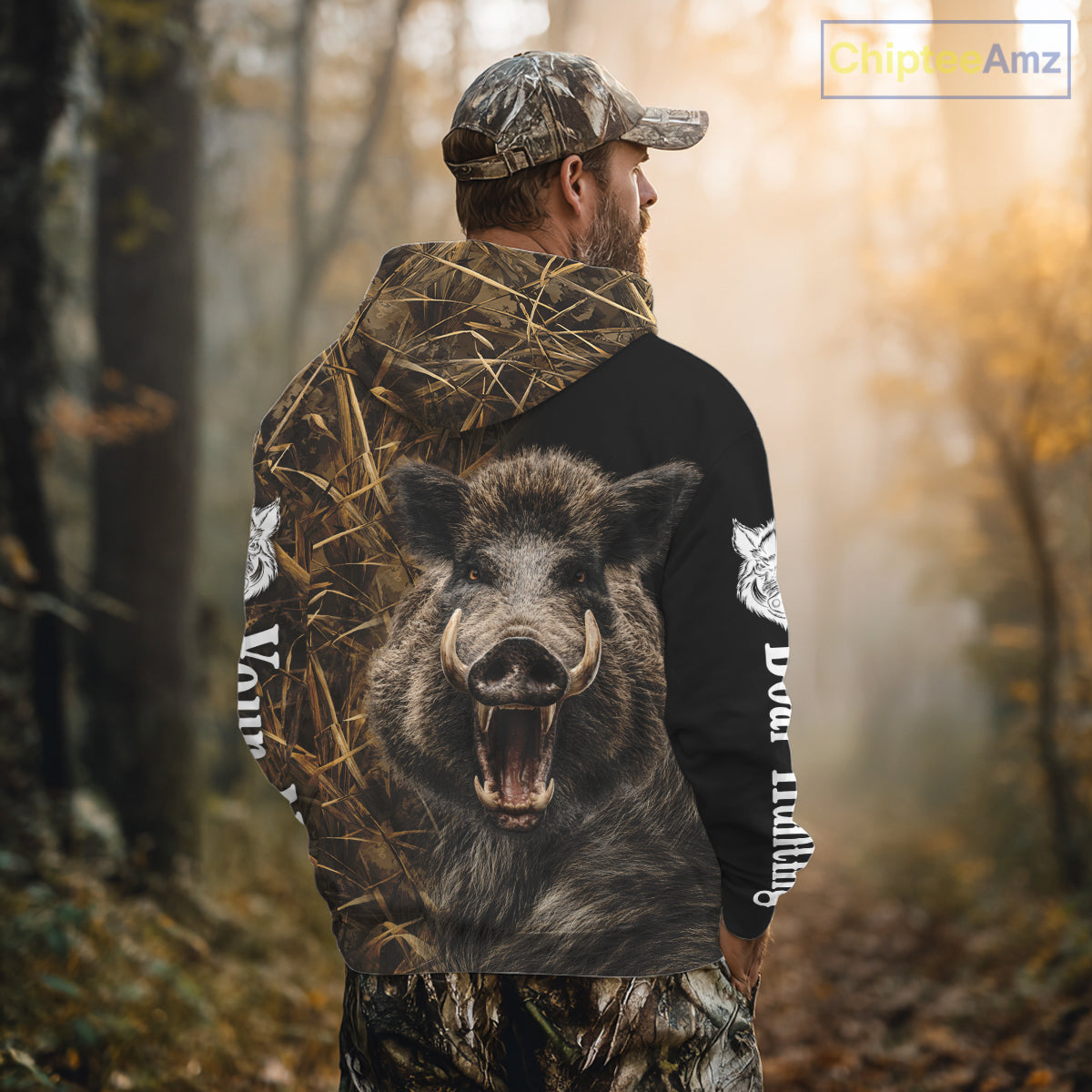 Custom Boar Hunting Brown Camo Shirts for Men, Hunting Gifts, Camouflage Boar Hunting Shirt NBT267