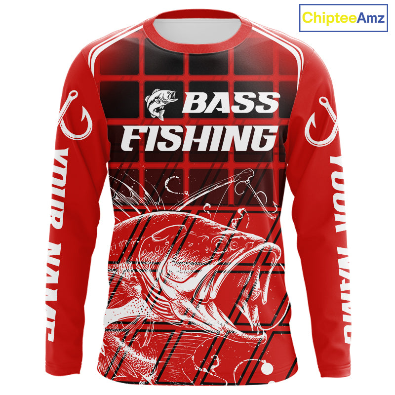 Largemouth Bass Fishing Shirts Long Sleeve Bass Fishing Tournament Jerseys, Fishing Gifts NBT356