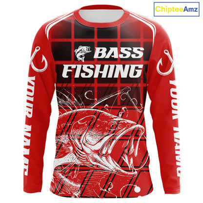Largemouth Bass Fishing Shirts Long Sleeve Bass Fishing Tournament Jerseys, Fishing Gifts NBT356