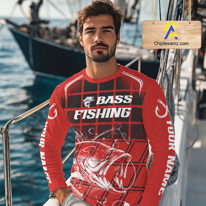 Largemouth Bass Fishing Shirts Long Sleeve Bass Fishing Tournament Jerseys, Fishing Gifts NBT356