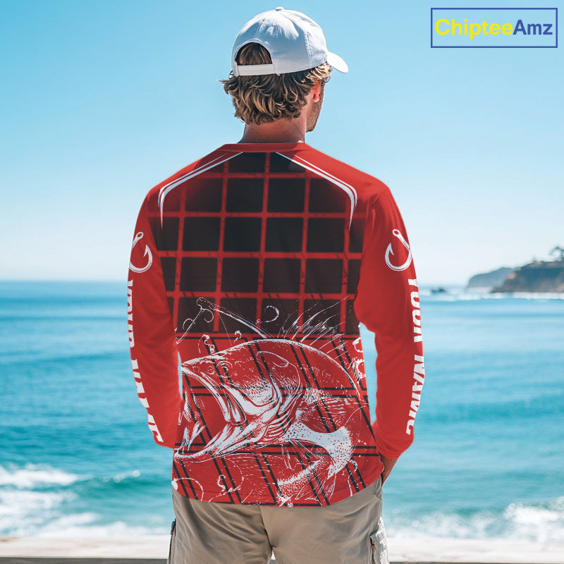 Largemouth Bass Fishing Shirts Long Sleeve Bass Fishing Tournament Jerseys, Fishing Gifts NBT356