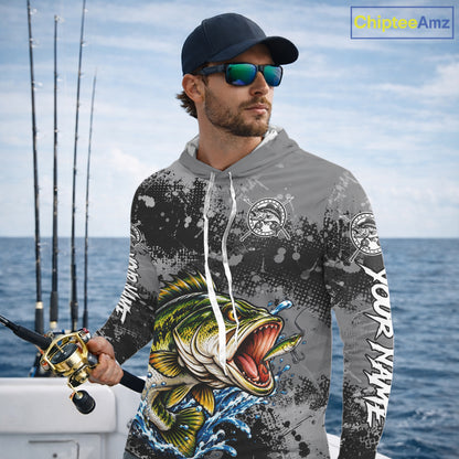 Personalized Bass Fishing Jerseys, Custom Long Sleeve Hooded Bass Fishing Team Fishing Shirts NBT1127