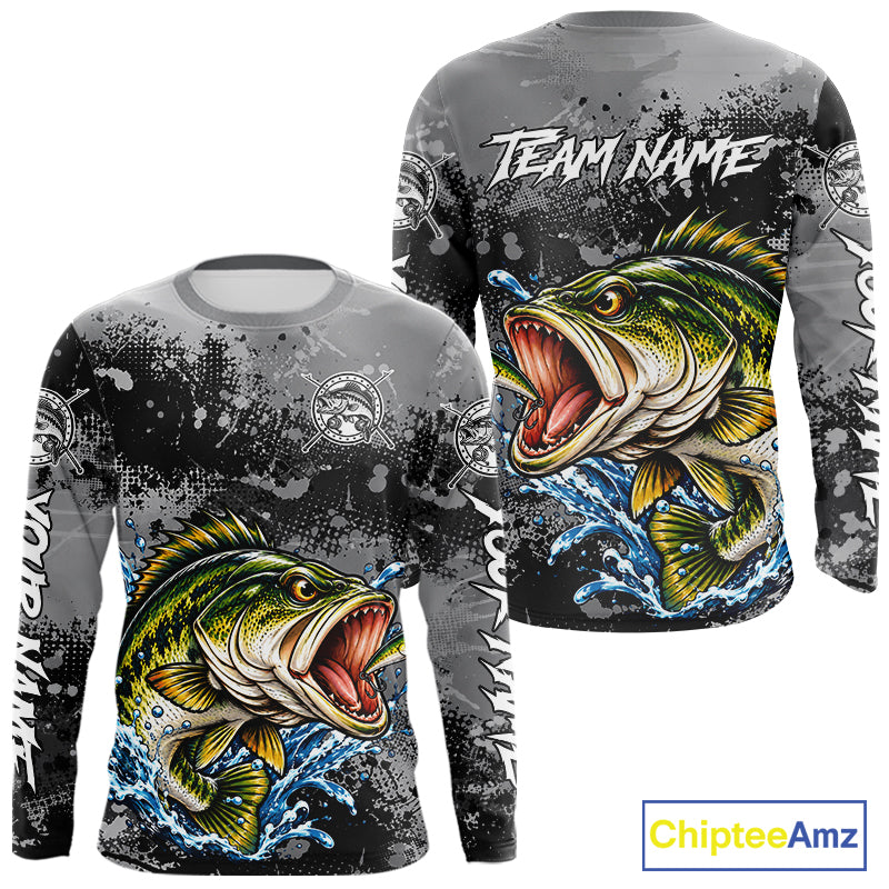 Personalized Bass Fishing Jerseys, Custom Long Sleeve Bass Fishing Team Fishing Shirts NBT1127