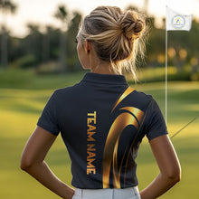 Load image into Gallery viewer, Black And Gold Mens Golf Polo Shirts Custom Golf Clubs Team Golf Shirts, Golf Tops NBT808