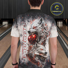 Load image into Gallery viewer, Custom Black And Gray Wolf Bowling Polo &amp; 1/4 Quarter Zip Shirts For Men, Wolf Bowling Jerseys NBT886