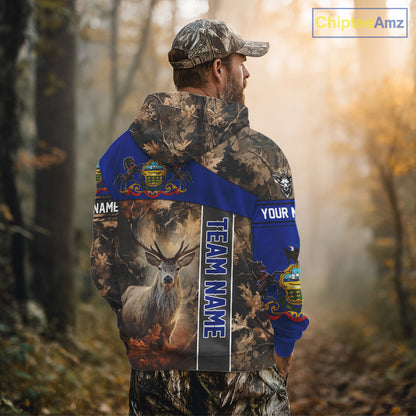 Pennsylvania Flag Deer Hunting Hoodie, Longsleeve Shirt, Brown Camo Custom Name NBT05