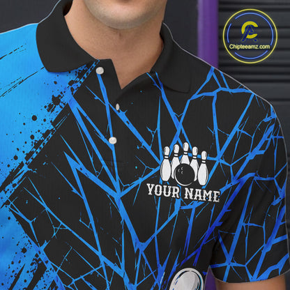 Blue Bowling Shirt Personalized Men Bowling Team Jersey Bowling Polo & 1/4 Zip Shirts NBT1135