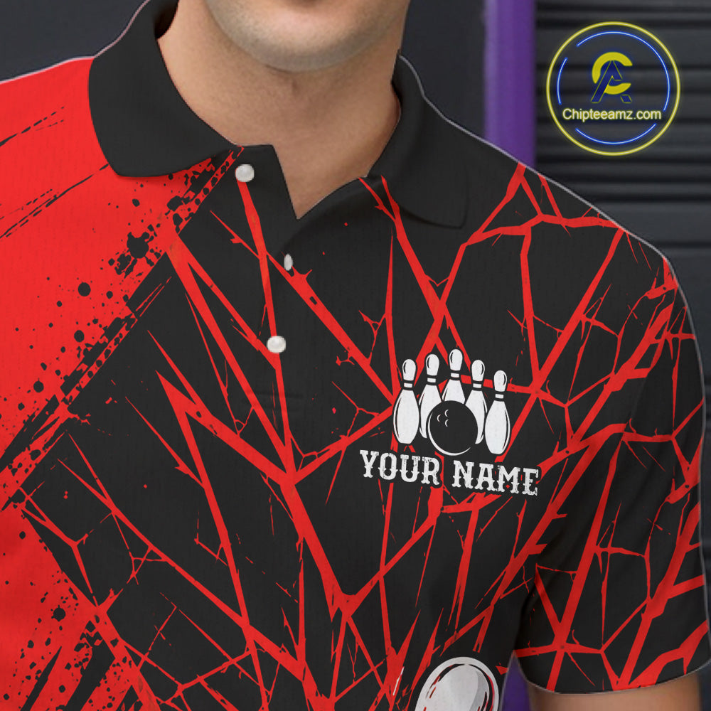 Red Bowling Shirt Personalized Men Bowling Team Jersey Bowling Polo & 1/4 Zip Shirts NBT1136