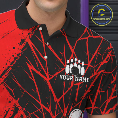Red Bowling Shirt Personalized Men Bowling Team Jersey Bowling Polo & 1/4 Zip Shirts NBT1136