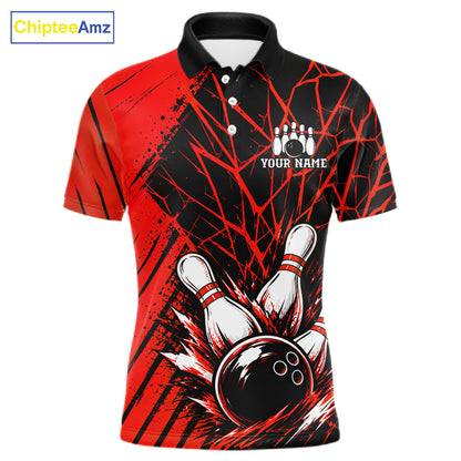 Red Bowling Shirt Personalized Men Bowling Team Jersey Bowling Polo & 1/4 Zip Shirts NBT1136