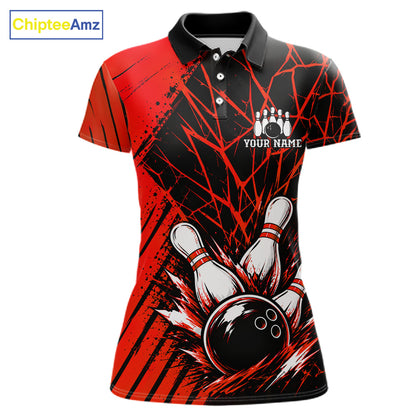 Red Bowling Shirt Personalized Women Bowling Team Jersey Bowling Polo & 1/4 Zip Shirts NBT1136