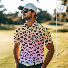 Load image into Gallery viewer, Mens Golf Polo Shirts Custom Colorful Neon Gradient Leopard Pattern Team Mens Golf Top, Golf Gifts NBT493