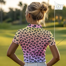 Load image into Gallery viewer, Womens Golf Polo Shirts Custom Colorful Neon Gradient Leopard Pattern Team Womens Golf Top, Golf Gifts NBT493