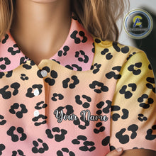 Load image into Gallery viewer, Womens Golf Polo Shirts Custom Colorful Neon Gradient Leopard Pattern Team Womens Golf Top, Golf Gifts NBT493