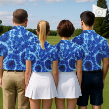 Load image into Gallery viewer, Mens Golf Polo Shirts Blue Tie Dye Background Custom Name Golf Shirt, Golf Gifts NBT569