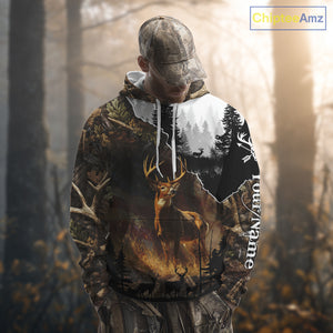 Whitetail Deer Hunting US Flag Camouflage Custom 3D Shirts, Personalized Deer Hunting Shirt NBT196
