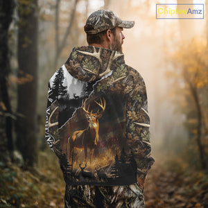 Whitetail Deer Hunting US Flag Camouflage Custom 3D Shirts, Personalized Deer Hunting Shirt NBT196