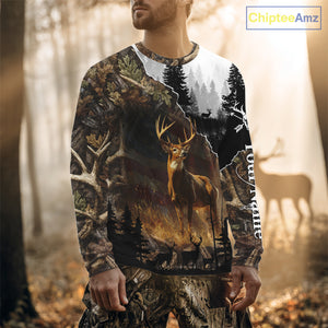 Whitetail Deer Hunting US Flag Camouflage Custom 3D Shirts, Personalized Deer Hunting Shirt NBT196