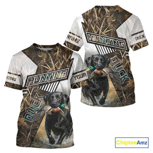 Black Lab Retriever Mallard Duck Hunting Camouflage Shirts, Duck Hunting Camo Shirt NBT199