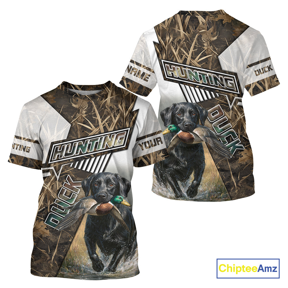 Black Lab Retriever Mallard Duck Hunting Camouflage Shirts, Duck Hunting Camo Shirt NBT199